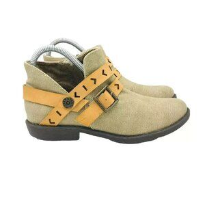Blowfish Malibu Boots Womens Size 7 Brown Ankle Booties Casual Shoe Zip Buckle